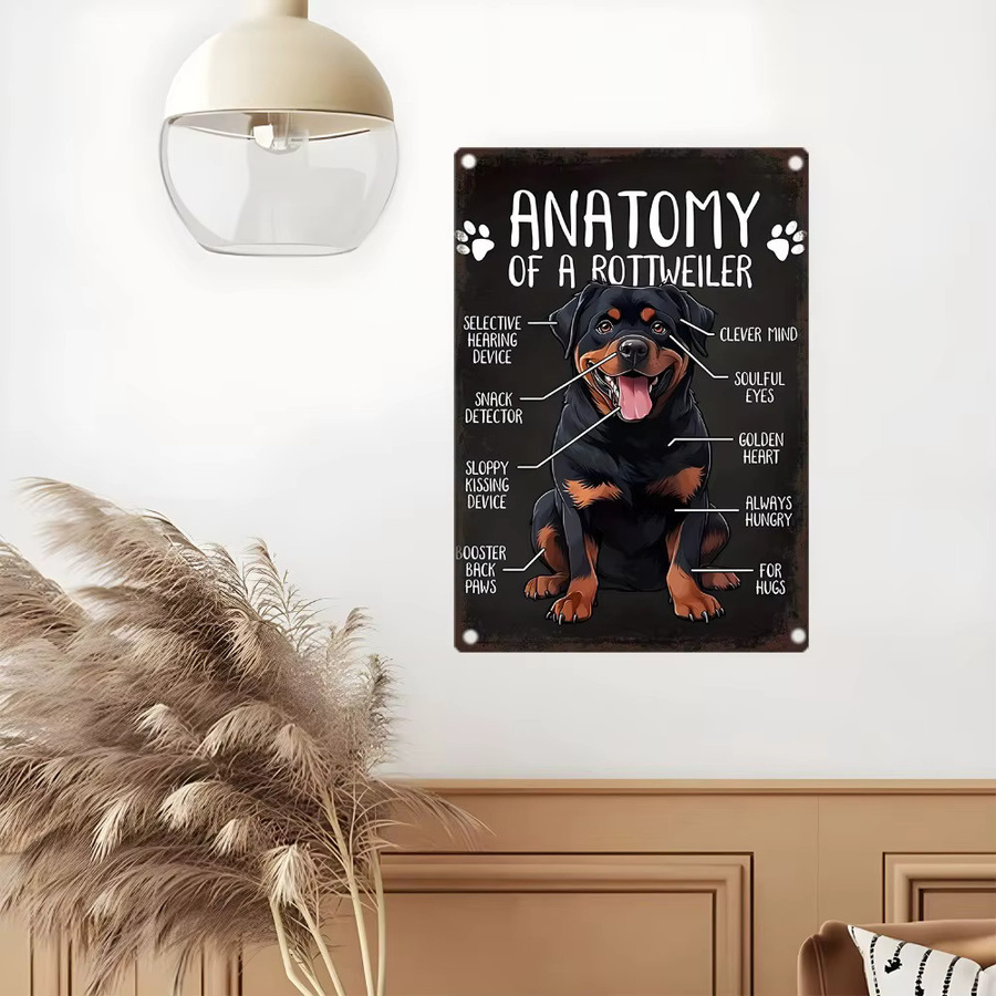 Vintage Rottweiler Anatomie Metall-Wandkunst von Potdemiel in Schwarz, B: 20,3 cm, H: 30,5 cm - Bild 4