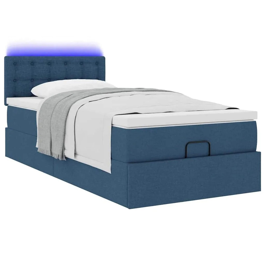 vidaXL Ottoman-Bett mit Matratze und LED-Beleuchtung in Blau, B/T/H: 80 x 200 x 88 cm - Bild 2