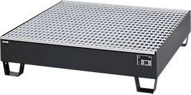 Auffangwanne Schäfer Shop Pure 4/200 aus Stahl mit verzinktem Gitterrost, anthrazit RAL 7016, unterfahrbar, B: 1200 mm, T: 1200 mm, H: 290 mm - Bild 1