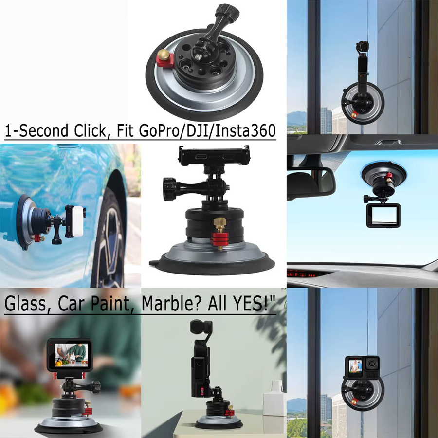 XT-XINTE Vakuum-Saugnapf-Autotelefonhalter in Schwarz mit magnetischer Quick-Release-Basis für GoPro, Insta360 OSMO 360 und Action 5 Pocket 3 - Bild 5