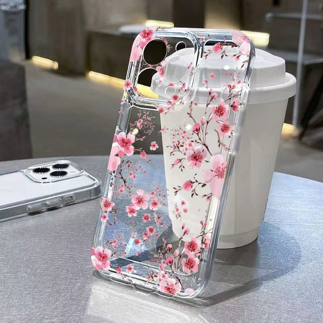 Xiaomi Handyhülle mit Kirschblütenmuster, transparente Stoßfänger-Schutzhülle für Mi 15/14/13/12/11 Serie und T Pro Modelle - Bild 1