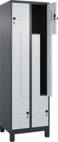 C+P Z-Spind Classic PLUS mit 4 Fächern, Füße, Sicherheits-Drehriegel, Anthrazit/Grau/Schwarz, H x B x T: 195 x 60 x 50 cm - Bild 1