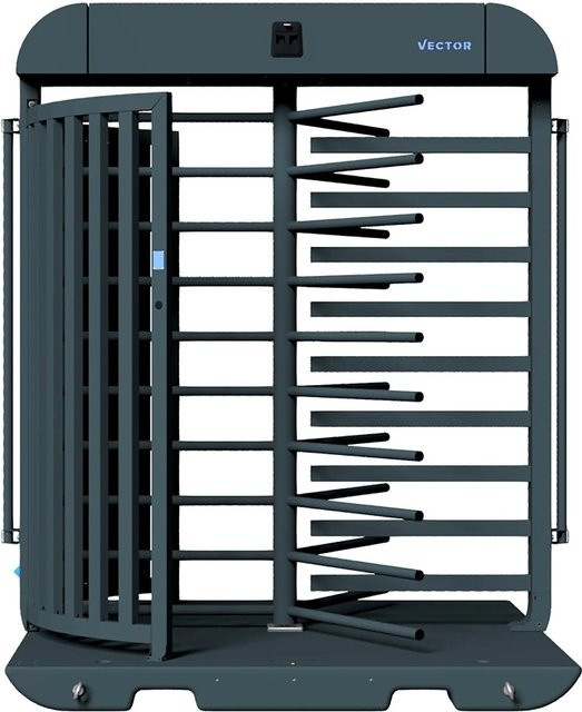 Schake V-Turnstile Drehkreuz Bauzaunmodul verzinkt in Schwarz Matt, Breite: 241,0 cm, Höhe: 200,0 cm - Bild 1