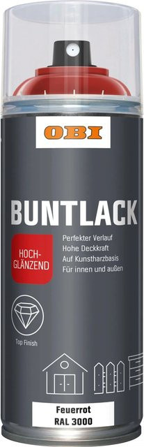 OBI Buntlack Spray RAL 3000 Feuerrot hochglänzend 400 ml - Bild 1