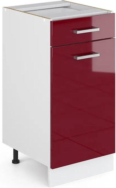 Vicco Küchenunterschrank R-Line in Bordeaux Hochglanz und Weiß, B: 40 cm, H: 81,6 cm, T: 46 cm - Bild 1