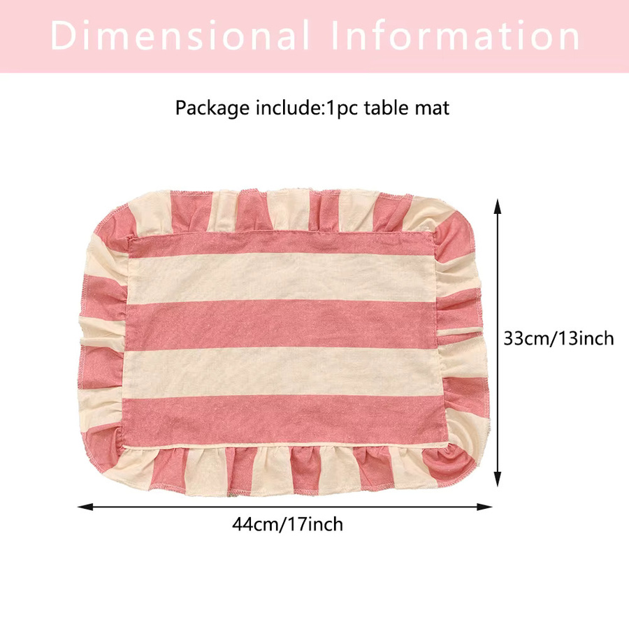 BUYNOW Tischset mit Streifenmuster und Rüschen für Küche und Esszimmer, B/T: 30,48 x 30,48 cm - Bild 4