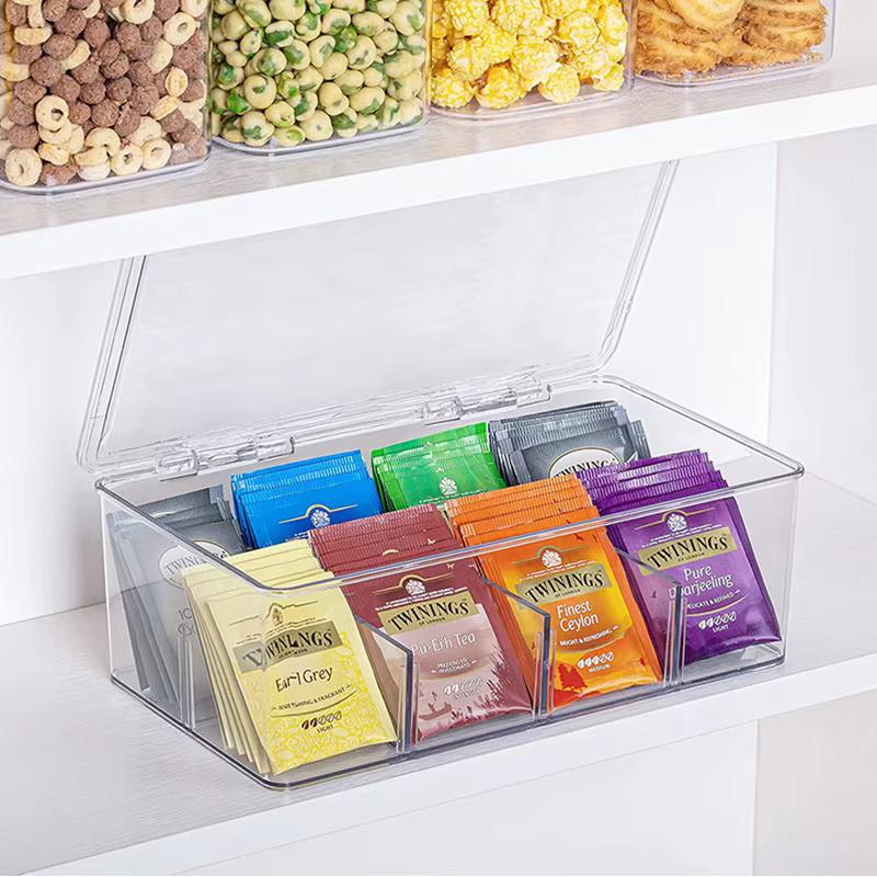 Multifunktionale Teebeutel-Aufbewahrungsbox aus Acryl mit Deckel, transparenter Organizer für Kaffeebeutel und Bürobedarf - Bild 2