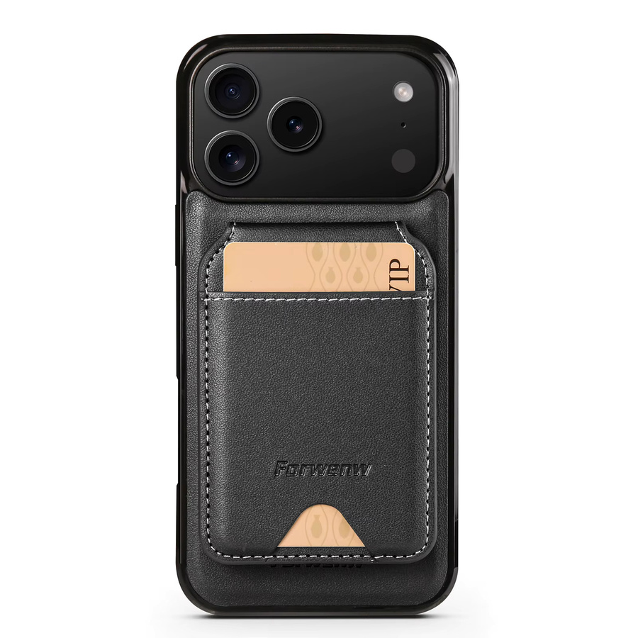 Luxus MagSafe Leder-Schutzhülle für iPhone 16 15 14 13 12 11 Pro Max mit Kartenfach in Schwarz - Bild 2