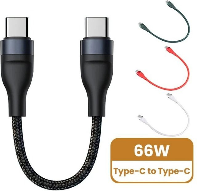 USB-C auf USB-C Schnellladekabel 60W für iPhone 15/16 und Powerbank, Länge: 0,25 m - Bild 1
