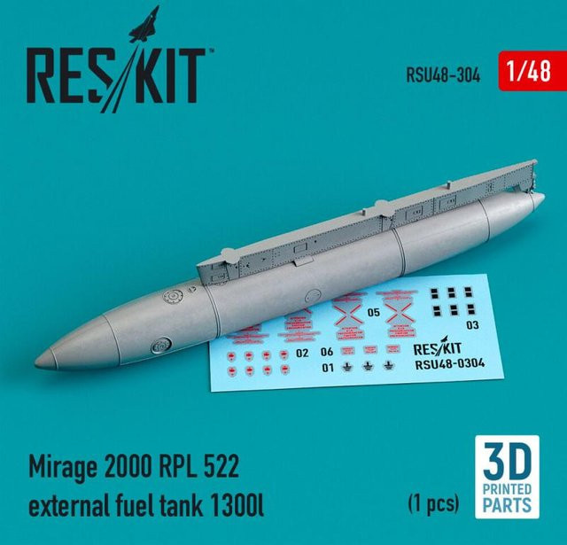 ResKit Models Mirage 2000 RPL 522 external fuel tank, 1:48, Kunststoff - Bild 1