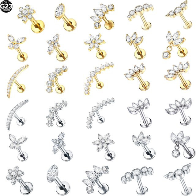 SWANJO Ohrstecker Titan, Zirkonia, Gold, Damen - Bild 1