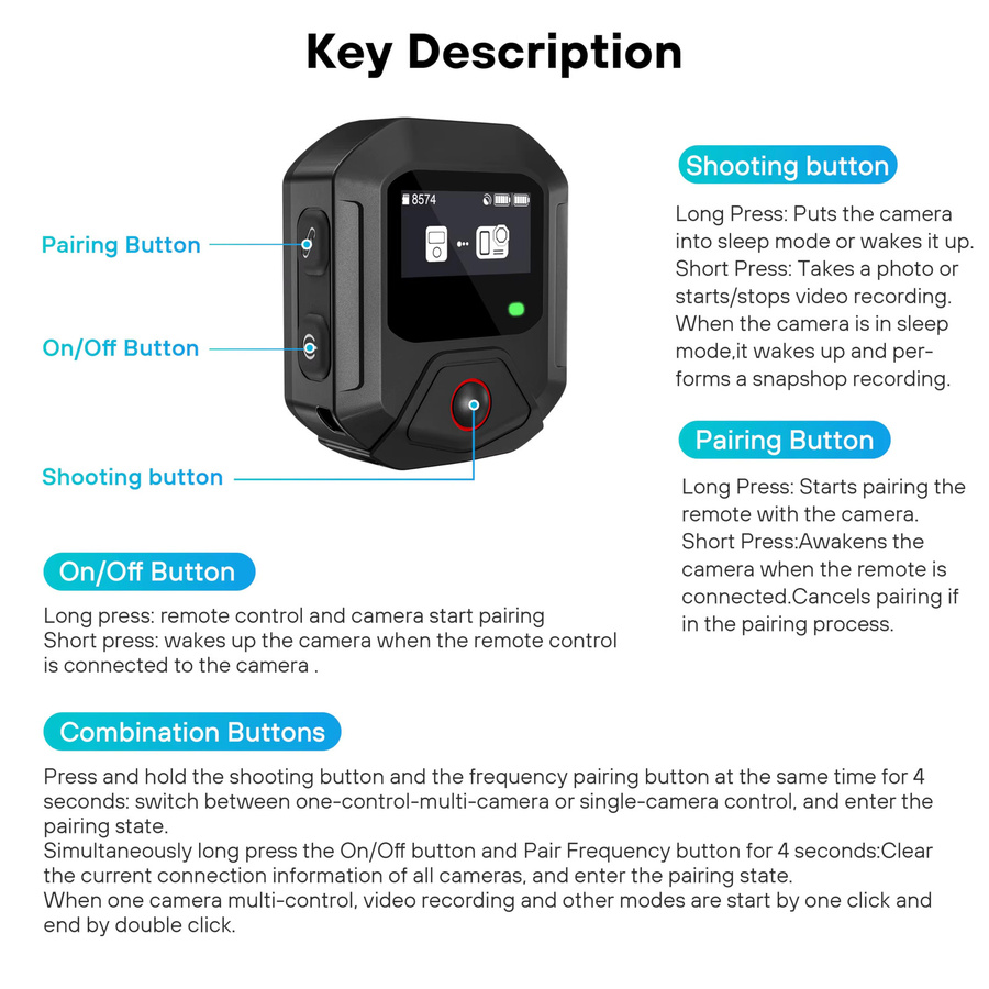 DJI Bluetooth-Fernbedienung mit integriertem GPS für Osmo Action 6, Action 5 Pro und Action 4 in Schwarz inklusive Handschlaufe und Fahrradhalterung - Bild 6