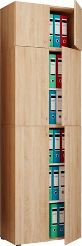 VCM Büroschrank Lona in Eiche, moderner Aktenschrank mit 5 Fächern und Aufsatz, braun, B/T/H: 70 x 39 x 223 cm - Bild 3