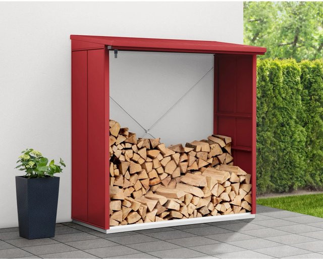 Ecostar Kaminholzregal Elegant-V aus Metall in Rot, B/H/T: 181,4 x 198 x 102,5 cm - Bild 1
