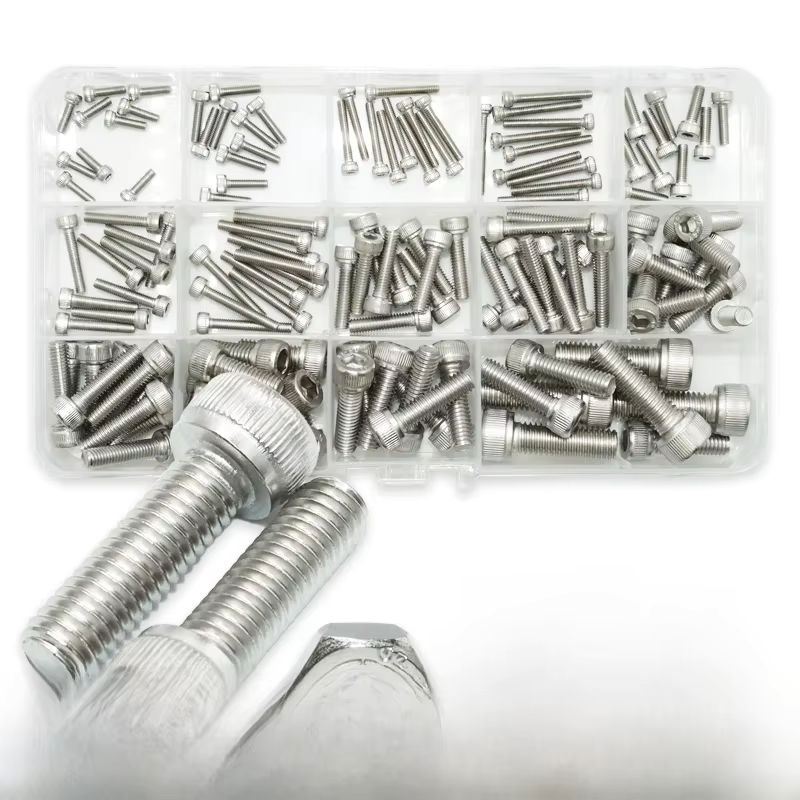 YMAX Inbus Schrauben und Muttern Set aus Edelstahl A2-70, metrische Sechskantschrauben DIN 912 mit Innensechsantrieb, Farbe Silber - Bild 4