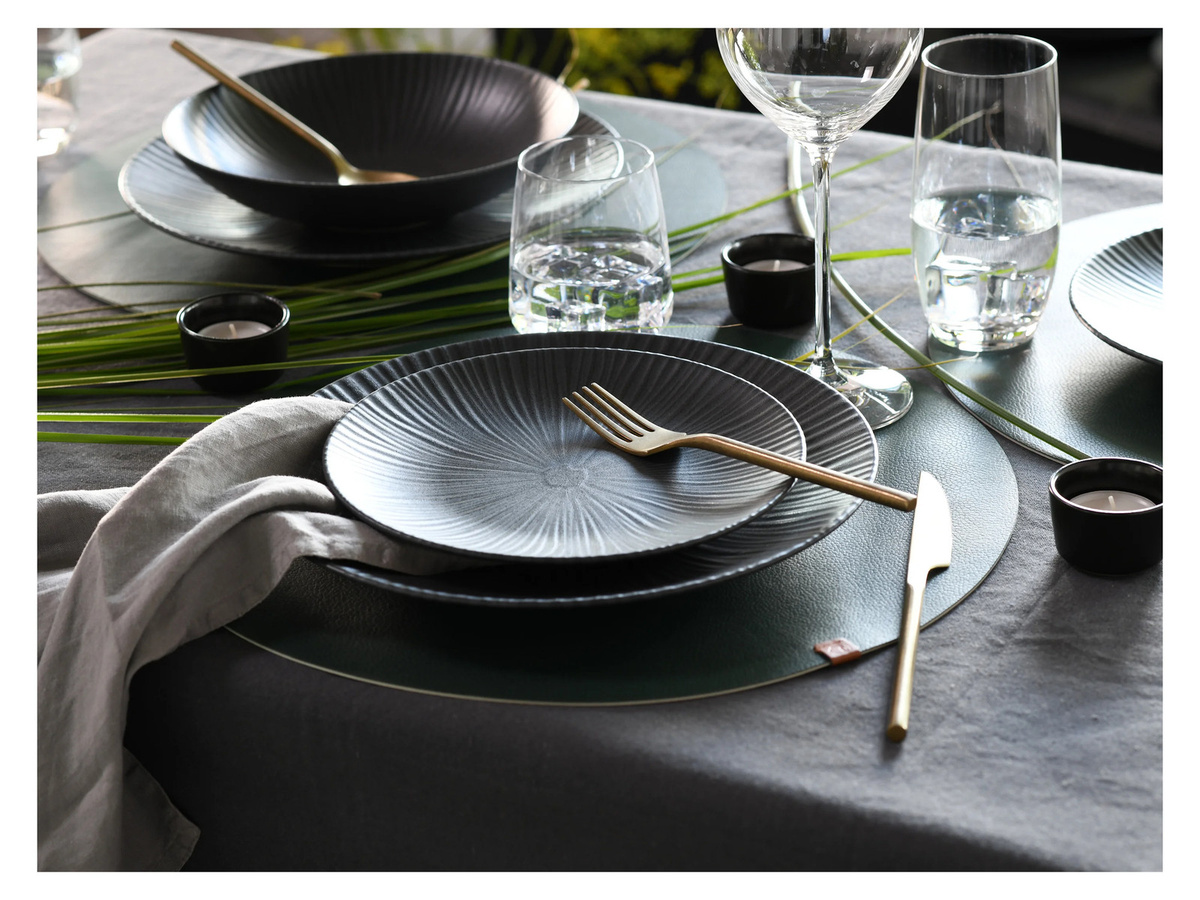 CreaTable Tafelservice Vesuvio aus Steinzeug, 12-teilig, Schwarz und Grau - Bild 4