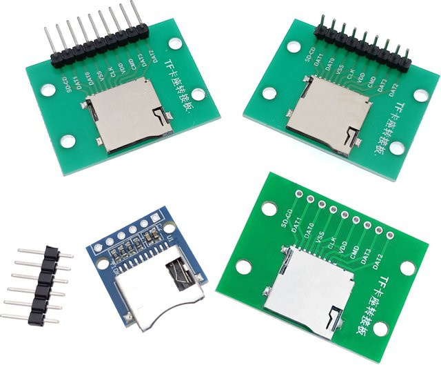 HBXINTAO TF Card Holder Adapter Board, 9P 10Pin Self Elastic SD und Micro SD PCB Transfer Test Board Modul, Grün - Bild 1