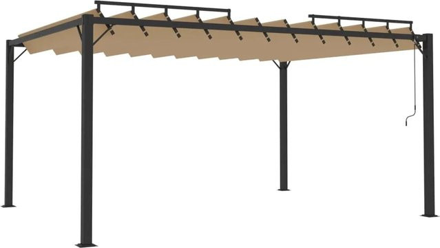 vidaXL Pergola mit verstellbarem Lamellendach aus Aluminium und Polyester in Taupe, B/T: 400 x 225 cm - Bild 1