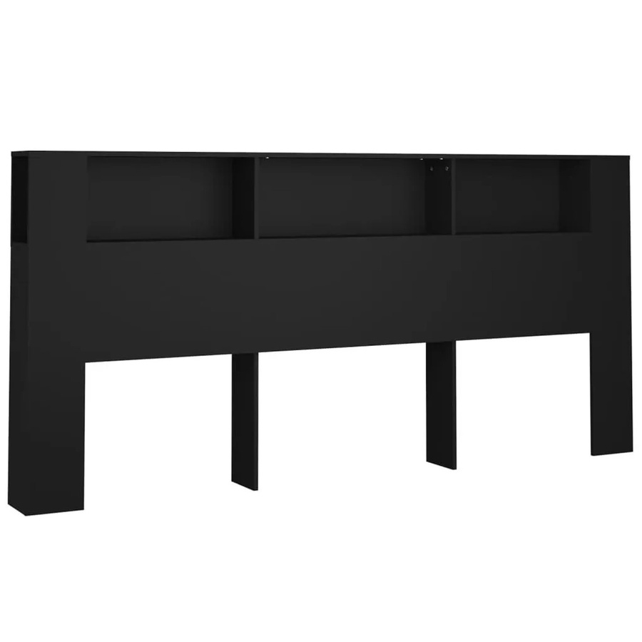 vidaXL Kopfteil mit integrierten Ablagen Schwarz B/H/T: 220 x 104,5 x 18,5 cm - Bild 2