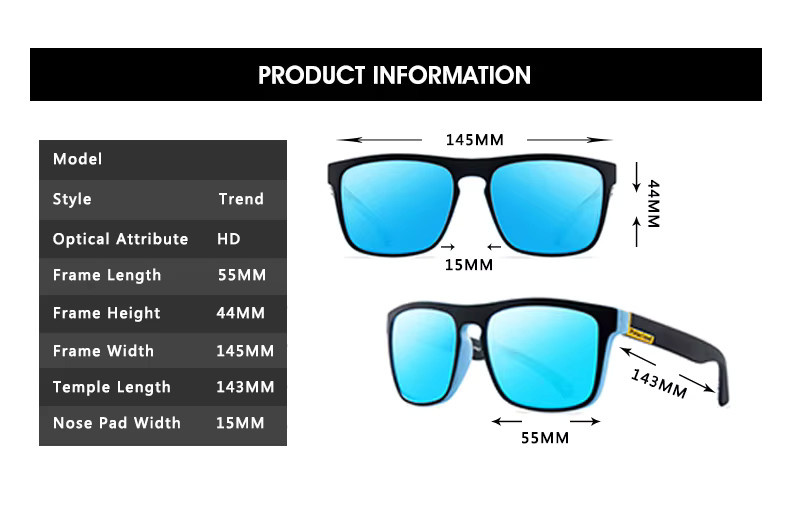 ZXWLYXGX Sonnenbrille, Unisex, Vollrand, Square, Kunststoff, Schwarz, polarisiert - Bild 2