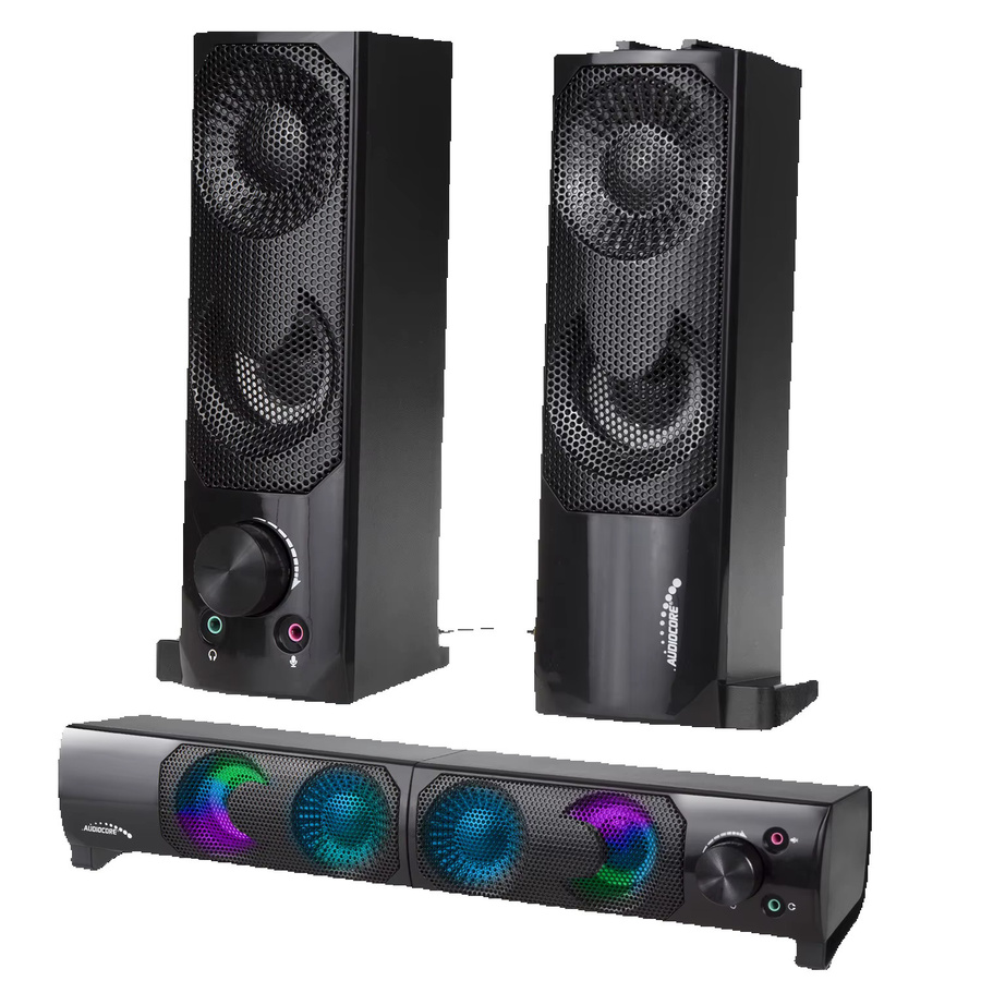 Audiocore AC955 Soundbar Computer-Lautsprecher in Schwarz mit LED, USB 5V und Lineareingang - Bild 4