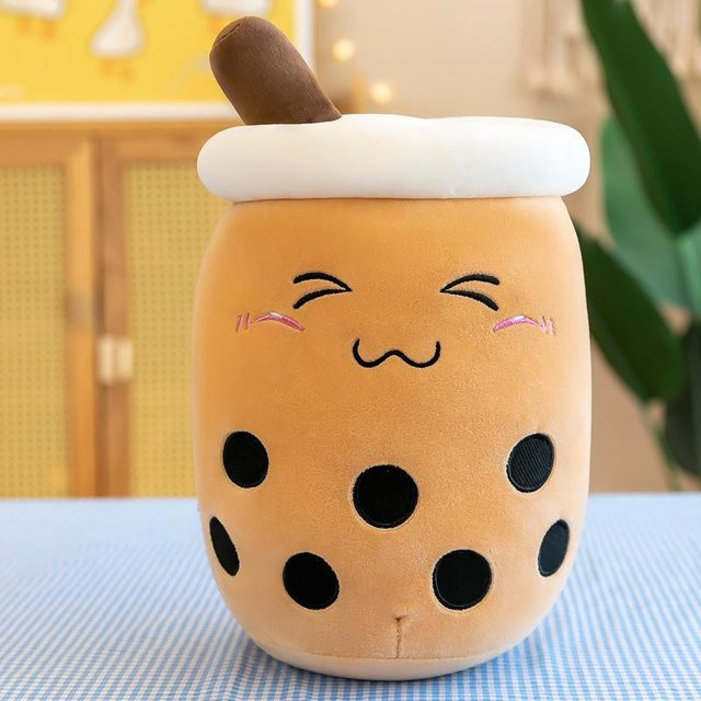 Boba Plüschtier Kawaii Bubble Tea, Erdbeer-Milchtee, Plüschtier, 35cm - Bild 1