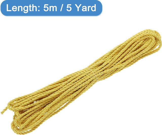 Uxcell Gedrehte Kordel 3-fädiges Geflochtenes Seil Glänzender Faden für Bastelarbeiten und Weihnachtsdekoration, 3mm, 4,57 m, Gold/Mehrfarbig - Bild 1