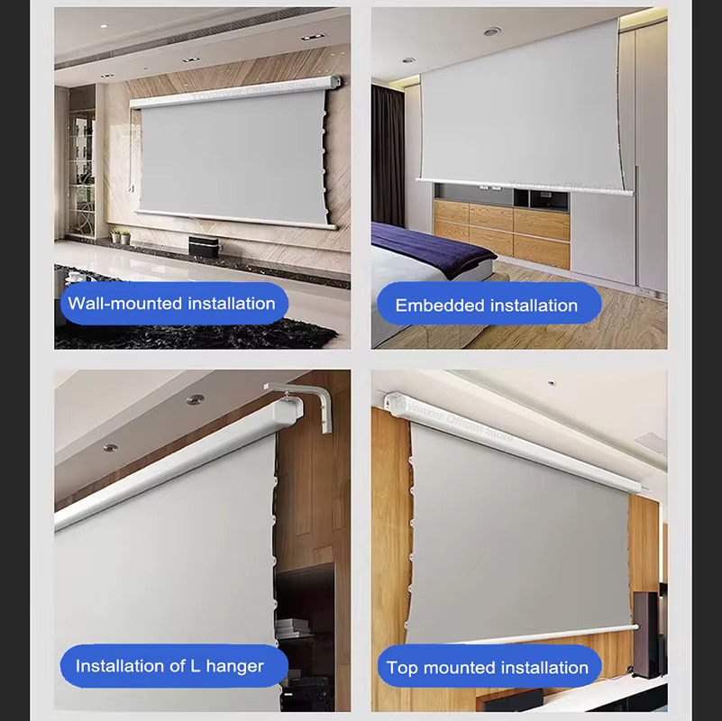 Motorisierte Tab-Tension-Projektionsleinwand von Yovanxer aus grauem Kristallmaterial für 4K und 3D-Projektionen - Bild 5