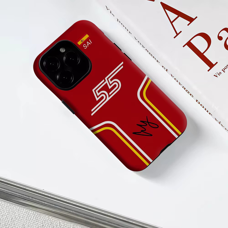 Robuste C-Carlos S-Sainz Handyhülle für iPhone 17 16 15 14 13 Pro Max Plus mit Magnetfunktion und doppelschichtigem Schutz in Rot - Bild 3