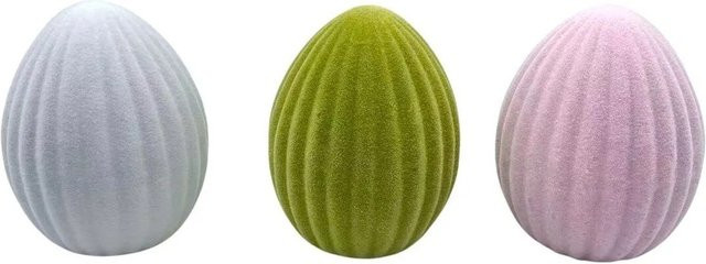 Boltze Dekoaufsteller Kama 3-fach sortiert in Grün, Pink, Weiß und Multicolor aus Terrakotta und Kunststoff in Eiform - Bild 1