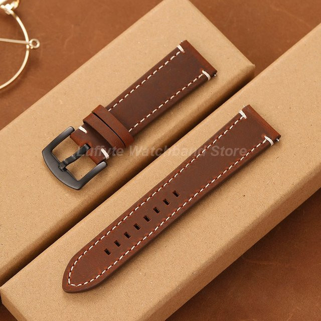Luffyte Uhrenarmband Leder, Vintage, Schwarz, Unisex - Bild 1