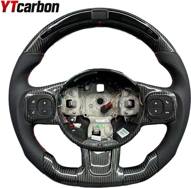 Maßgefertigtes LED-Carbonfaser-Lenkrad in Schwarz für Fiat Abarth 595 595C 695 695C 500 500C Innenraum-Zubehör - Bild 1