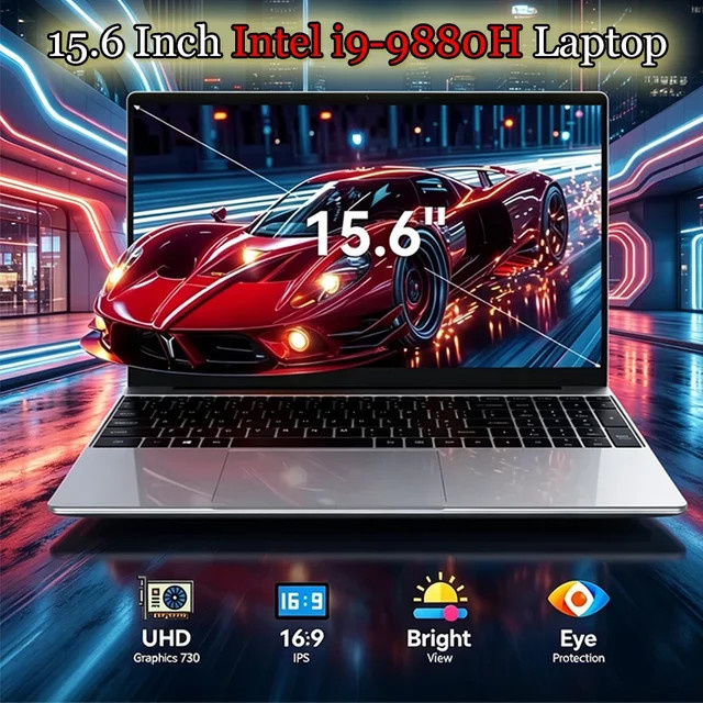 Intel Notebook mit 15,6 Zoll FHD-IPS-Display, 120 Hz, Intel i9-9880H, 32 GB RAM, 2 TB SSD, beleuchtete Tastatur, Silber - Bild 1