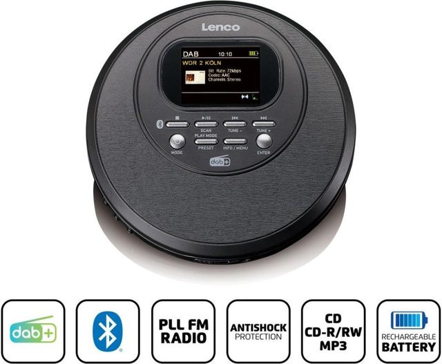 Lenco CD-500BK Discman mit Bluetooth, DAB+ und FM-Radio in Schwarz - Bild 1