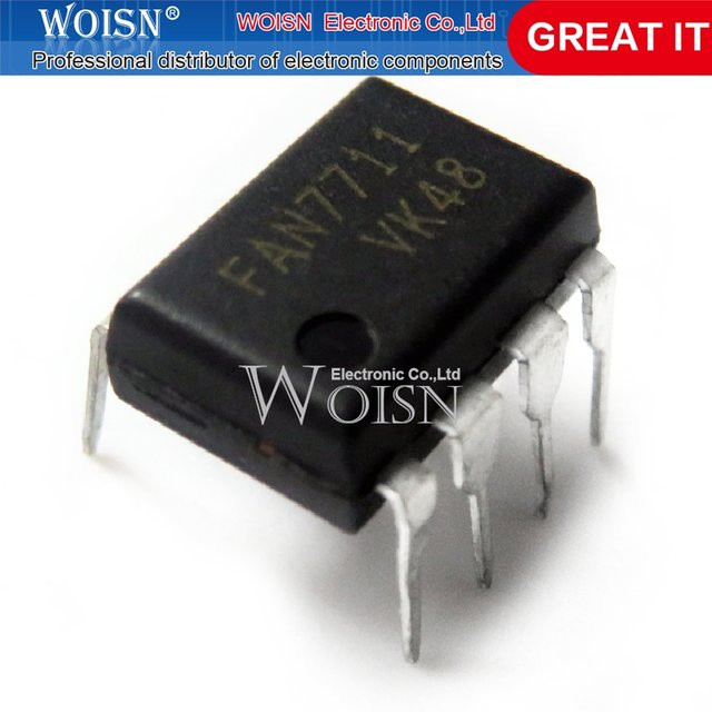 10 Stück Chipsatz Fan7711n Fan7711 in Schwarz, DIP-8 Gehäuse - Bild 1