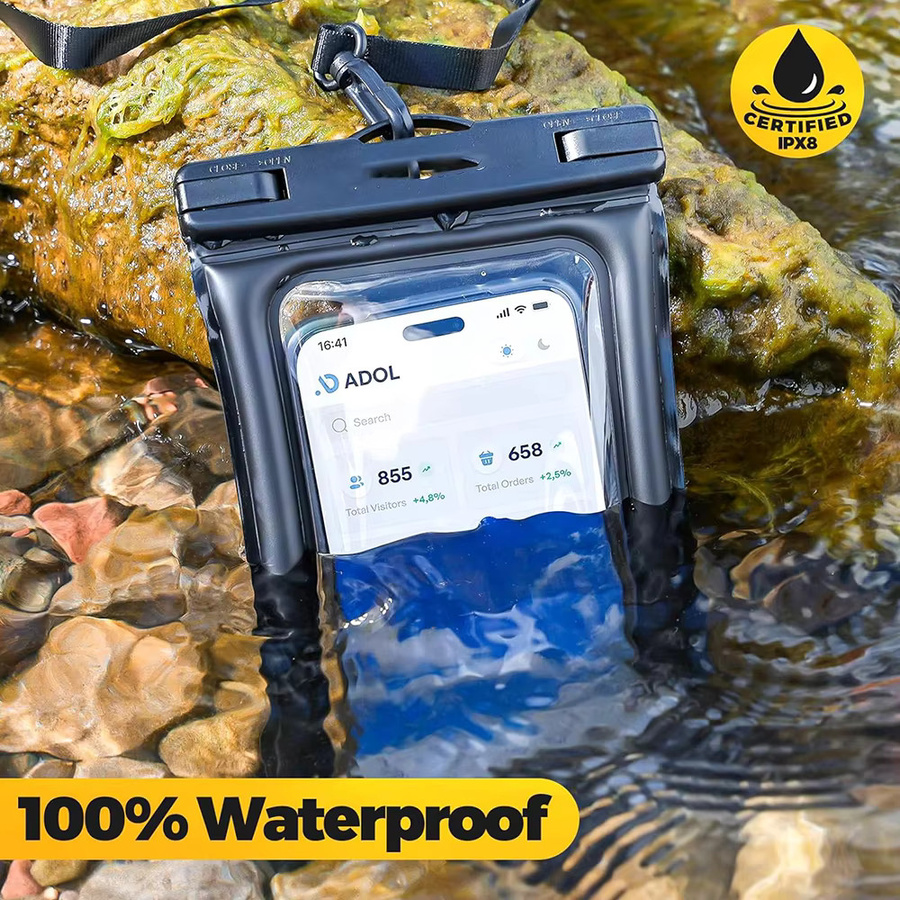 Grippopso 2er-Set Wasserdichte Handyhüllen IPX8 Schwimmfähige Trockentaschen in Schwarz für Smartphones bis 7,2 Zoll - Bild 6