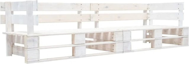 vidaXL Garten-Palettensofa 2-Sitzer aus behandeltem Hartholz mit weißen Polstern, B/T/H: 220 x 66 x 55 cm - Bild 1