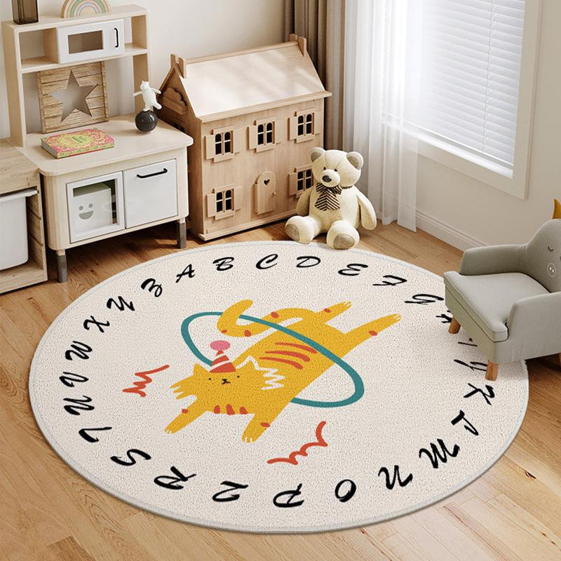 HGHT Kinderteppich in Cartoon-Stil, runder Plüschteppich aus Polyester, rutschfest und waschbar, Mehrfarbig, Durchmesser: 80 cm - Bild 2
