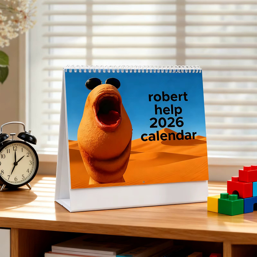 Meme-Wandkalender 2026 Robert The Worm Hängekalender mit Abreißseiten in Gelb - Bild 2