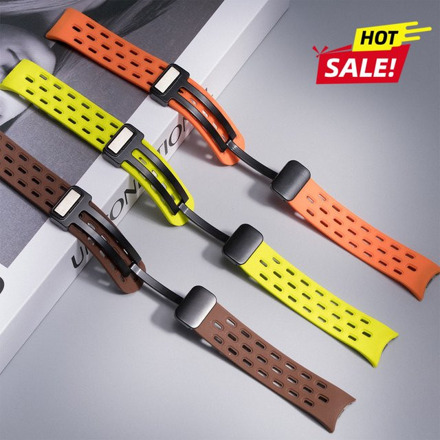 OAKCHARM Magnetisches Silikon-Uhrenarmband für Xiaomi Band 8 9, Atmungsaktives Ersatzarmband in Braun - Bild 1