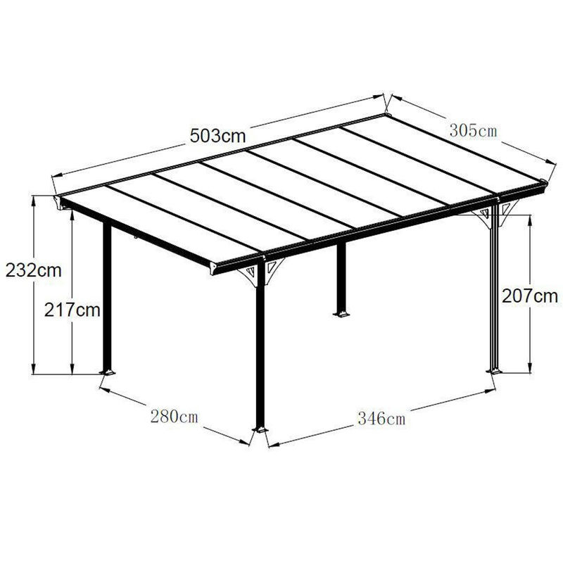 Westmann Carport Helsinki Flachdach Aluminium 15 m² Anthrazit inkl. Regenrinne B/H/L: 305 x 232 x 503 cm - Bild 4