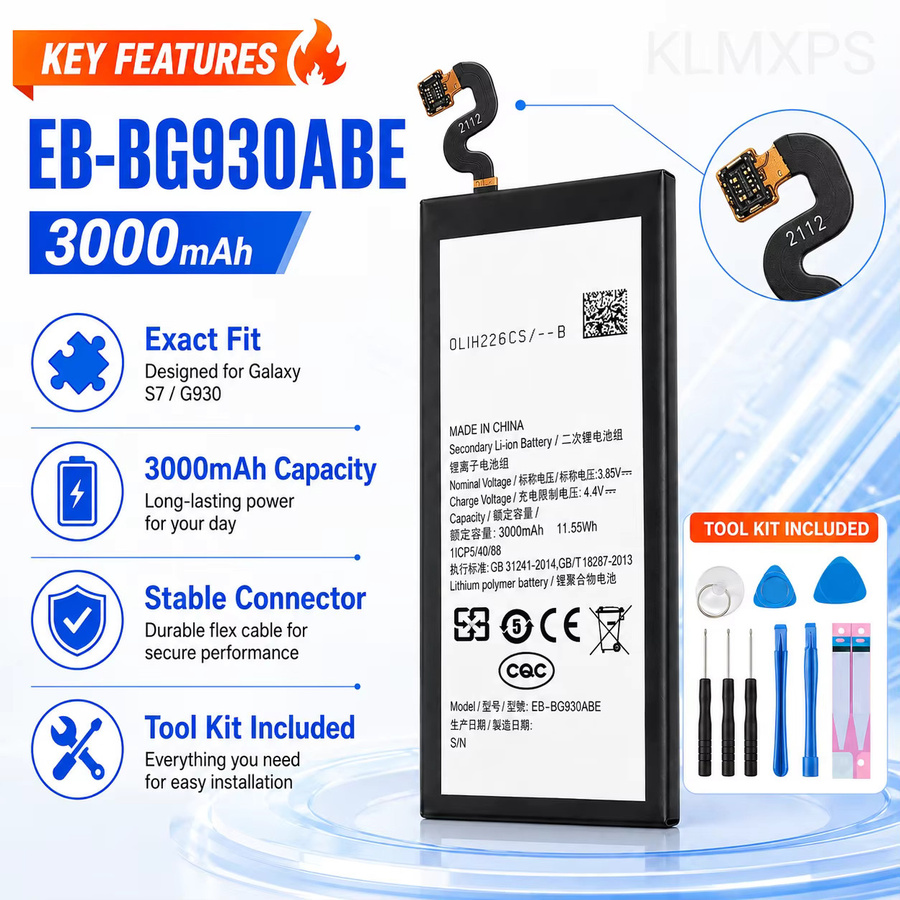 Samsung EB-BG930ABE Handy-Akku mit 3000mAh in Schwarz inklusive Reparaturwerkzeug für alle Samsung Galaxy S7 Versionen - Bild 3