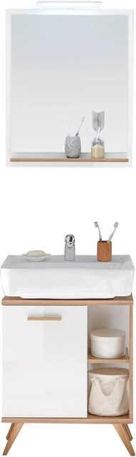 Pelipal Badmöbel-Set Quickset 923 in Weiß Glänzend mit Waschbeckenunterschrank und Spiegel mit Ablage, B/T/H: 60,5 x 33,0 x 65,0 cm - Bild 1