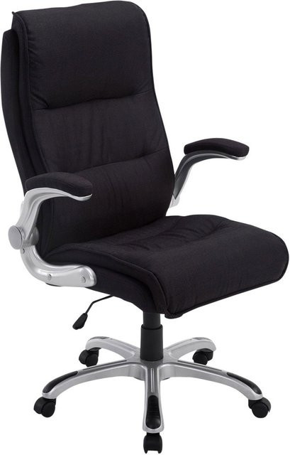 TPFLiving Bürostuhl Vila XXL Executive Chair aus Stoff in Schwarz mit Armlehnen und Rollen - Bild 1