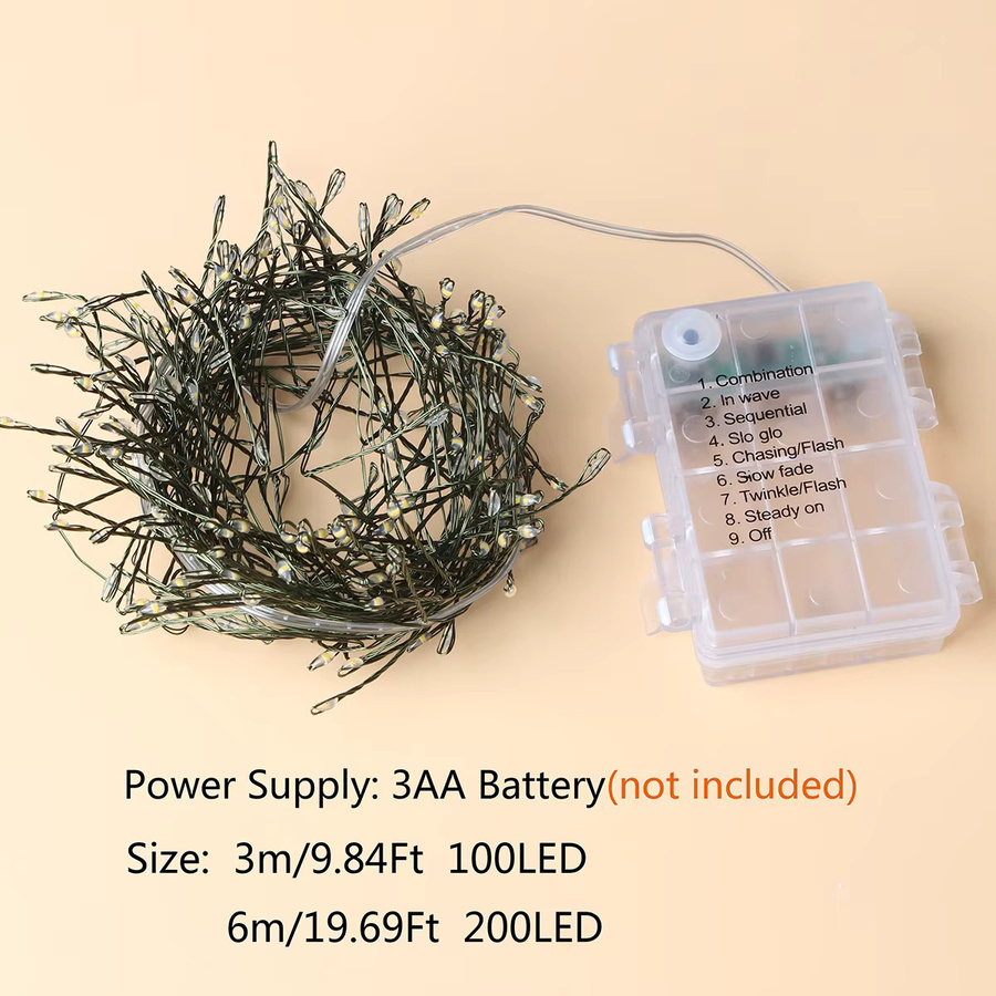 KIKIELF Batteriebetriebene LED-Lichterkette aus Kupferdraht in Warmweiß für Weihnachtsdekoration, Party und Hochzeit - Bild 2