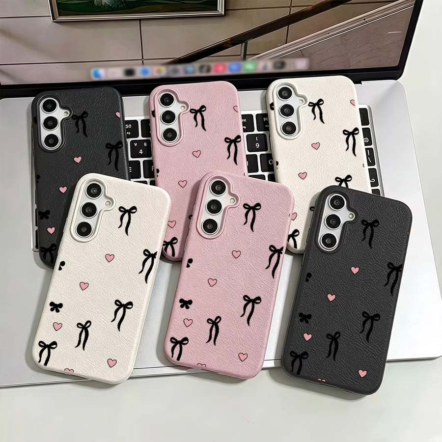 Handyhülle für Samsung Galaxy S26 S25 S24 S23 Ultra S24 FE A57 A56 A55 A54 A53 5G A07 A06 A15 4G mit Schleifen und Herzen im Mädchen-Stil, Schwarz/Mehrfarbig - Bild 5