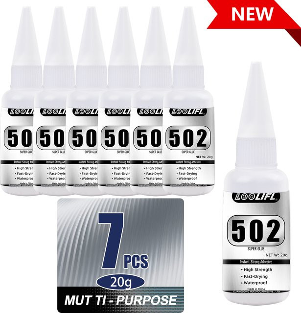 LOOLIFL Superkleber 502 Cyanacrylat-Flüssigkleber transparent für Hartplastik, Metall und Kunsthandwerk - Bild 1