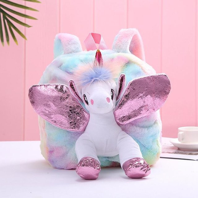 Kidsly Einhorn Plüsch Kindergarten Tasche, Rucksack, Mädchen, Bunt - Bild 1