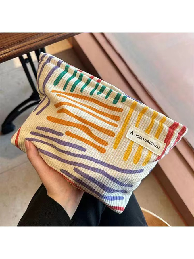 NANCY TINO Kosmetiktasche, Bunte Gestreifte Cord, Reise-Make-up-Aufbewahrungstasche - Bild 6