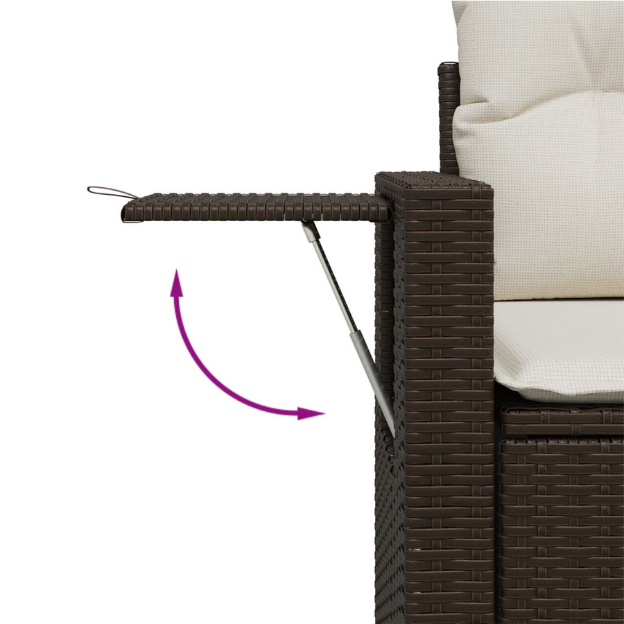 vidaXL 7-teilige Garten-Sitzgruppe in L-Form mit Kissen, Braun, Polyrattan mit Metallrahmen - Bild 4